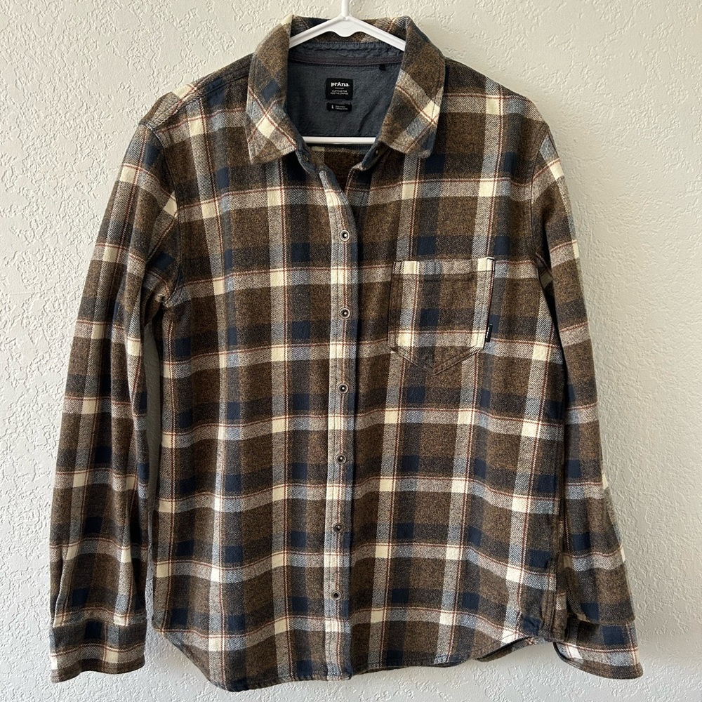 Prana Tan and Brown women’s flannel